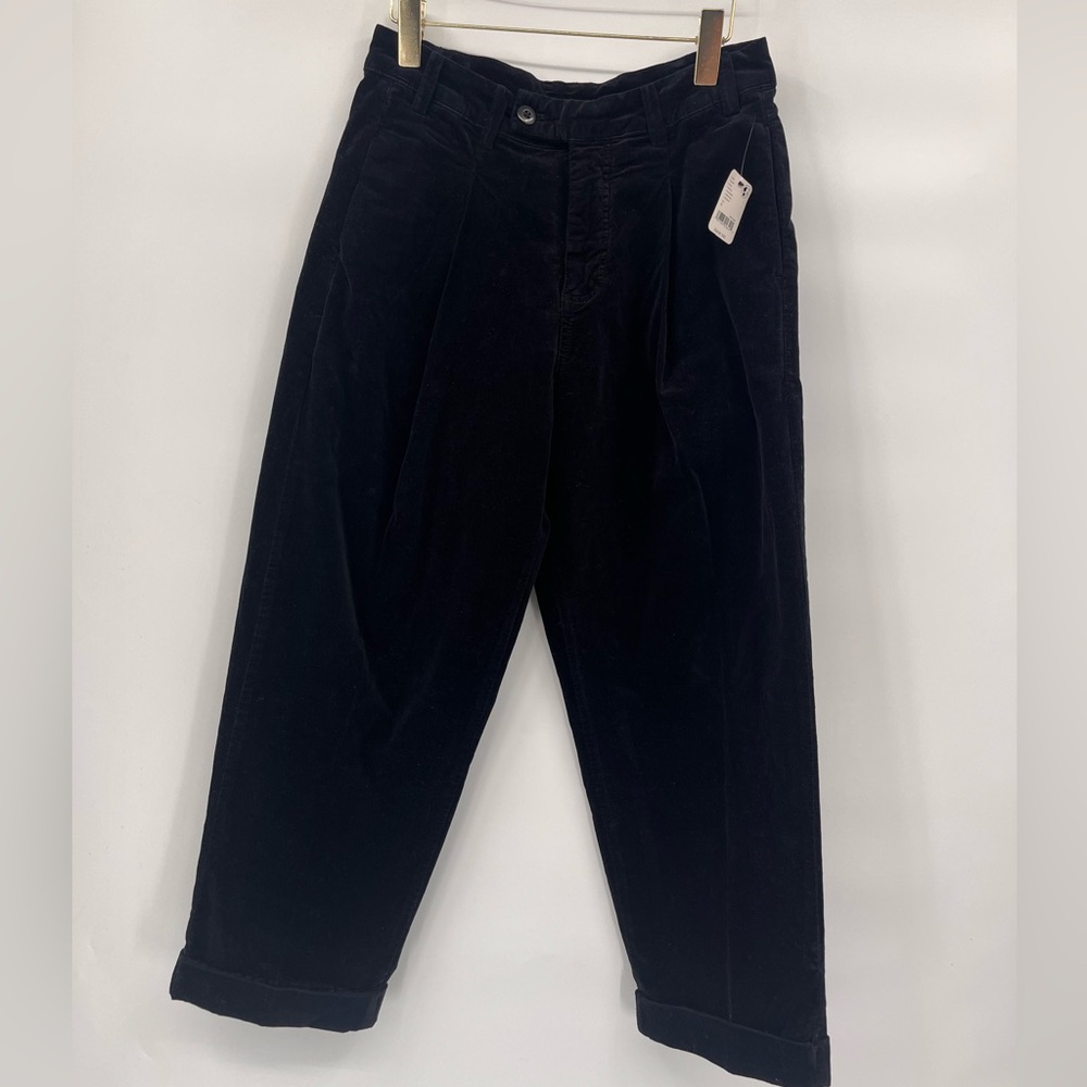 Free‎ People black velvet baggy pants size 4 NWT